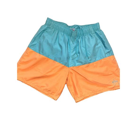 Guy Harvey Men's Swim Trunks size Medium Aqua Orange Lined - Picture 1 of 7